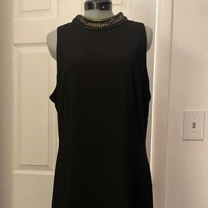 SLNY Black Sleeveless Sheath Midi Dress
